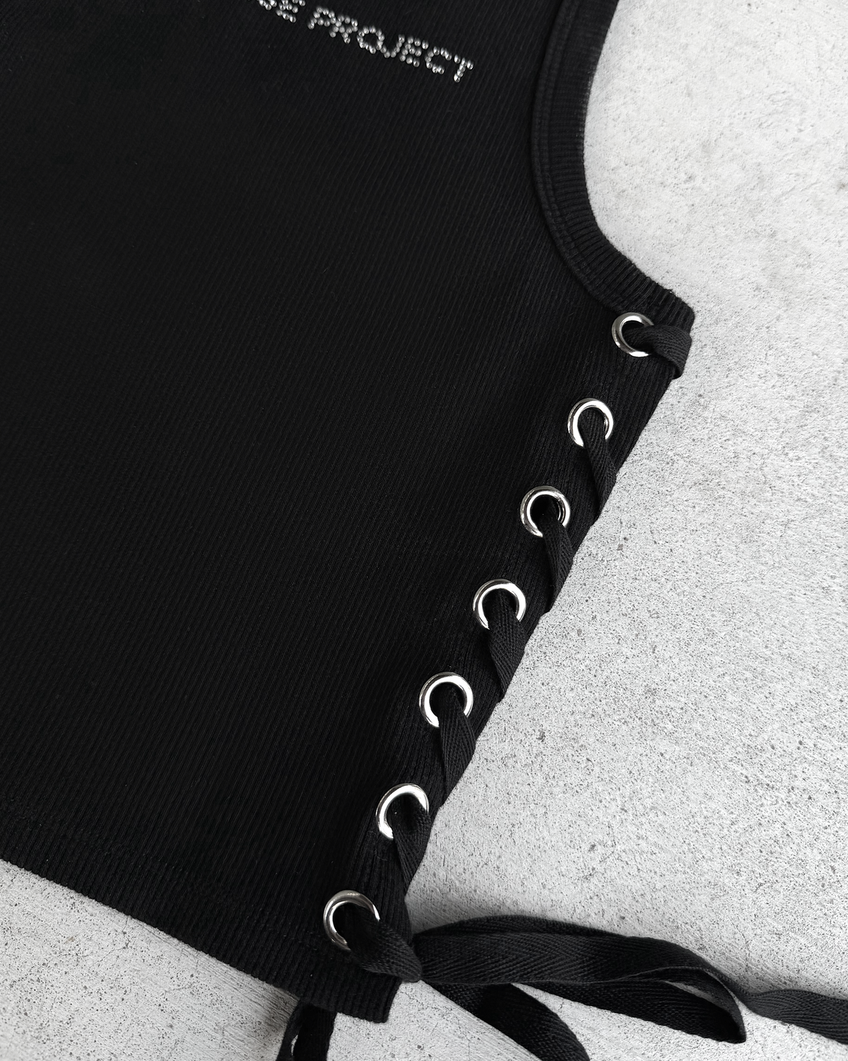 Rhinestone Lace Up Tank