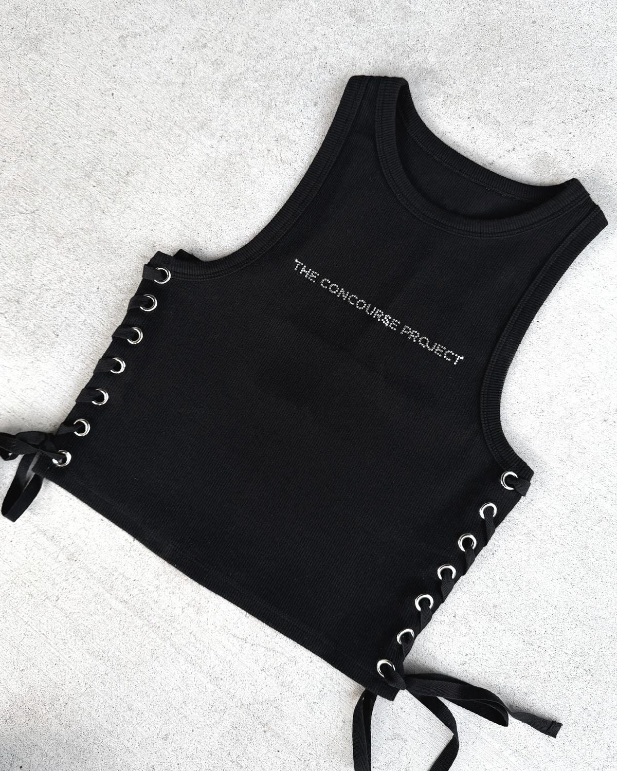 Rhinestone Lace Up Tank