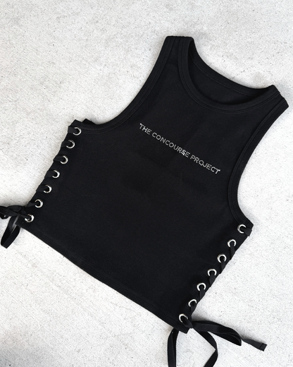 Rhinestone Lace Up Tank