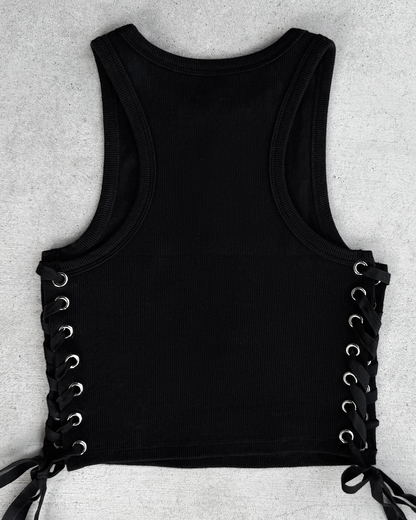 Rhinestone Lace Up Tank